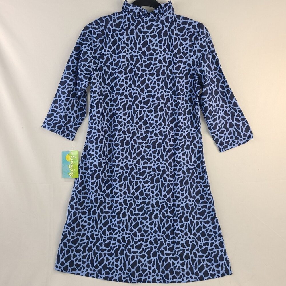 Anthonys Resort Wear Women's Periwinkle & Navy Giraffe Print Dress Sz S UPF 50+ - Picture 7 of 7
